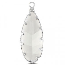 Crystal glass charm oval 30mm Crystal-silver